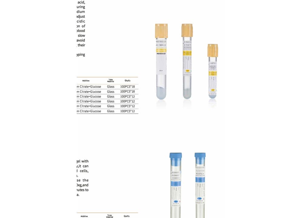 Glucose, ESR and PT Tubes