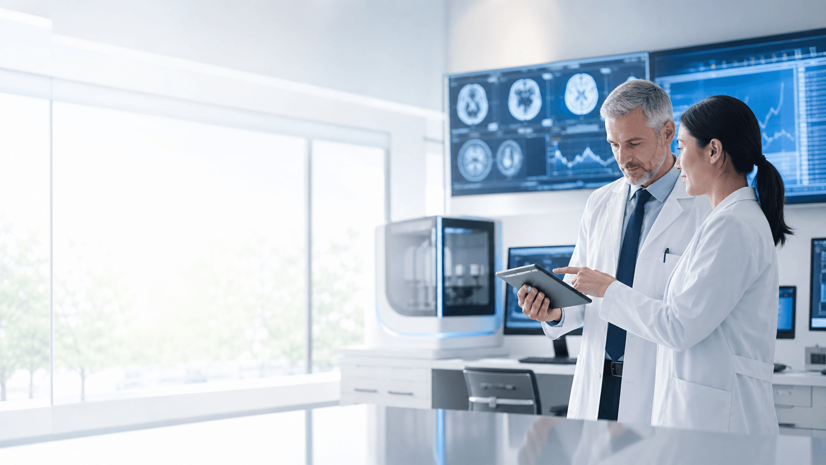 Modern medical technology workspace